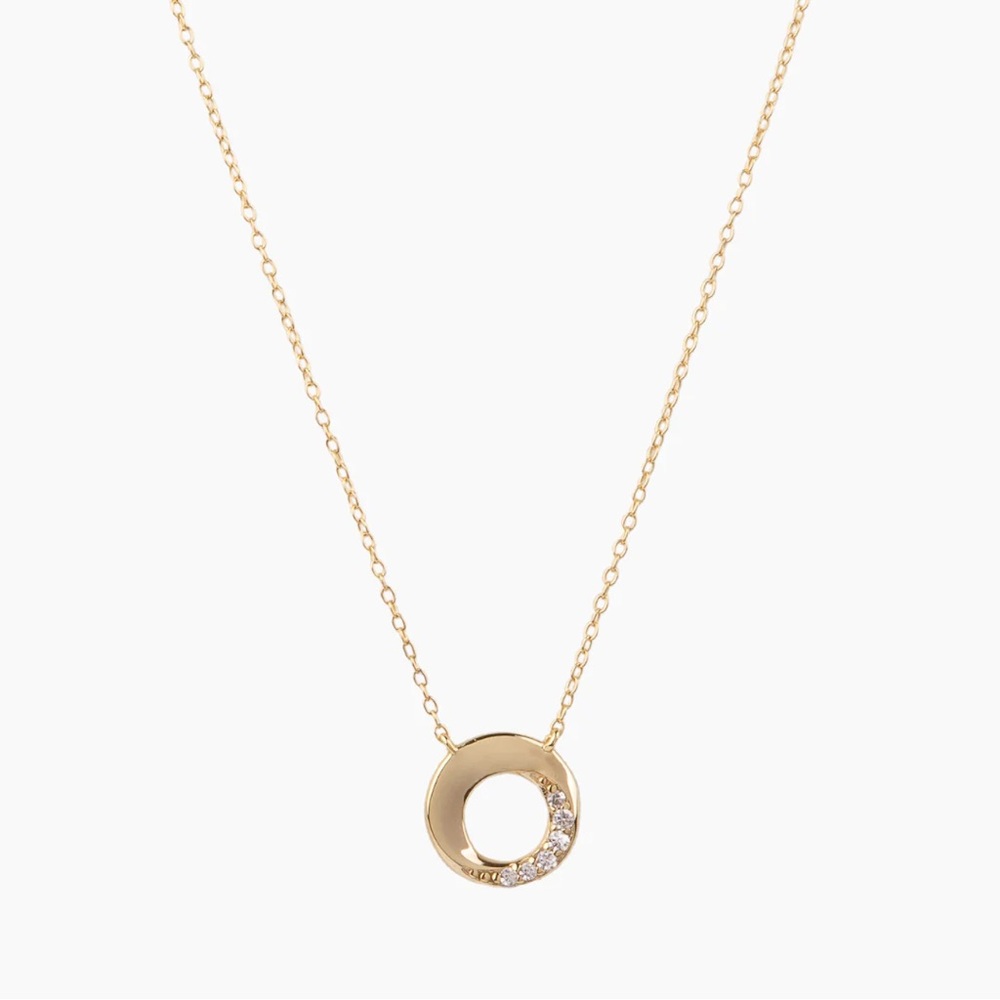 Misha Hawaii Gold Circle CZ Necklace. New and never been worn.